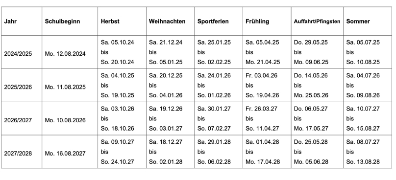 Ferienplan