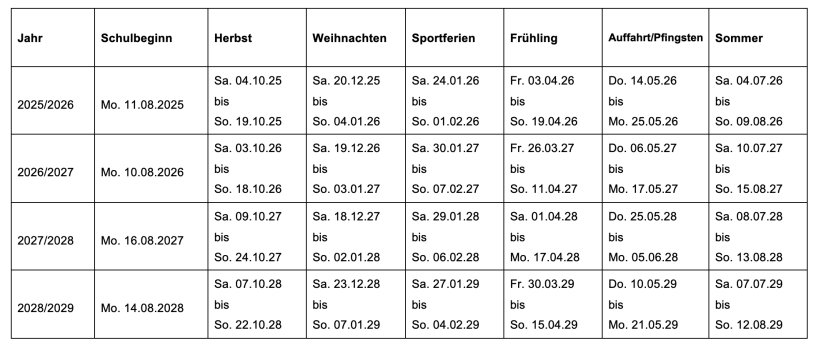 Ferienplan